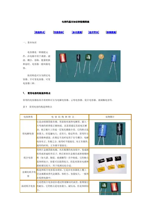 电容的基础知识和检测方法