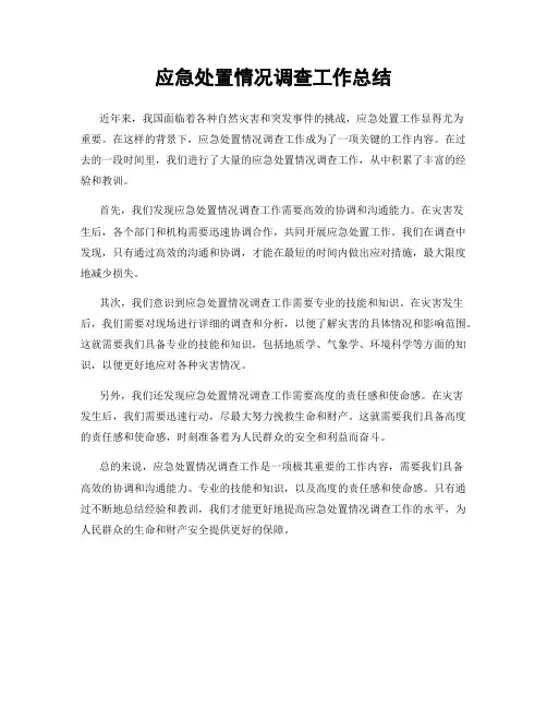 应急处置情况调查工作总结