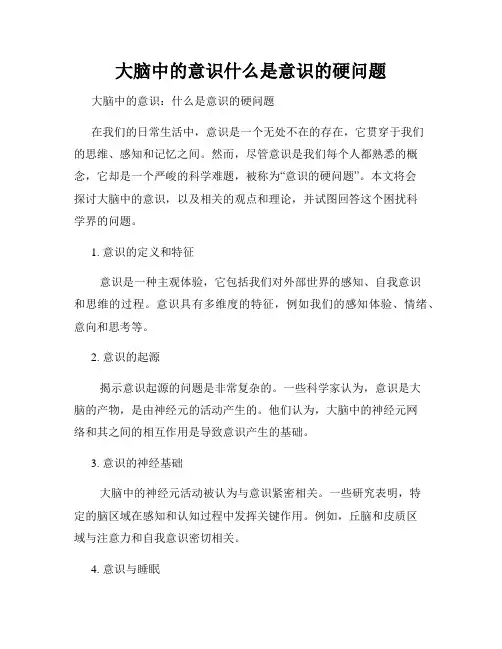 大脑中的意识什么是意识的硬问题