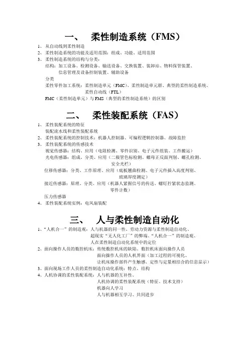 柔性制造系统知识框架