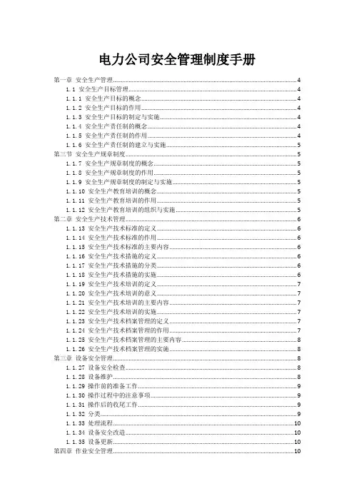 电力公司安全管理制度手册