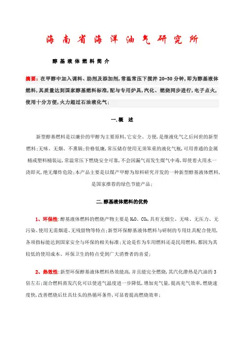 醇基液体燃料简介