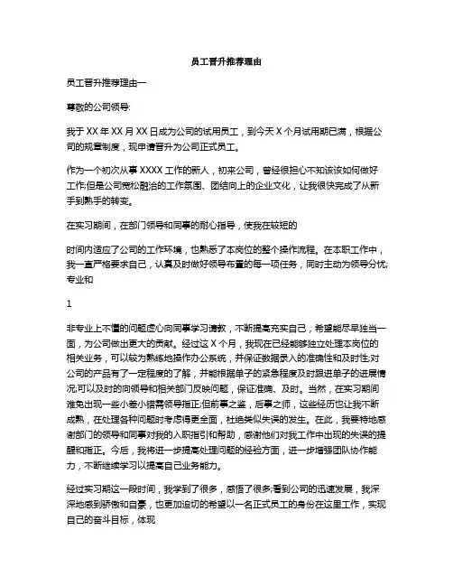员工晋升推荐理由