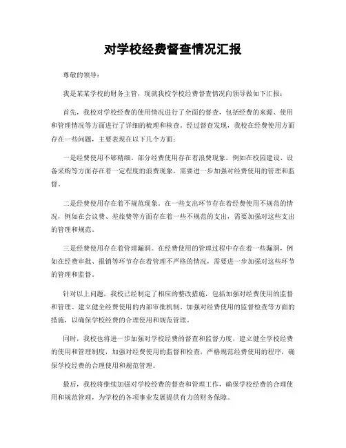 对学校经费督查情况汇报