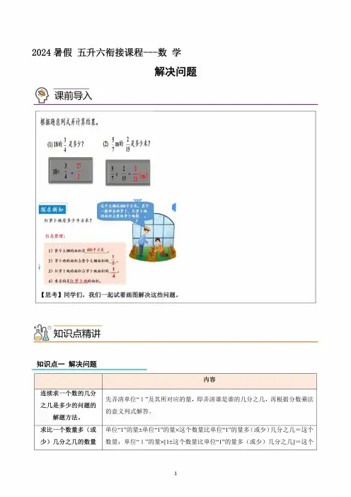 解决问题-五升六数学版暑假衔接讲义(人教版)