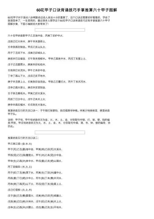 60花甲子口诀背诵技巧手掌推算六十甲子图解