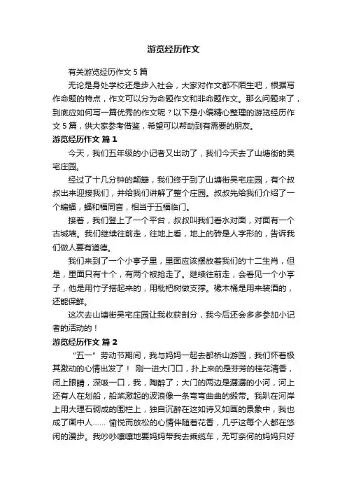 有关游览经历作文5篇