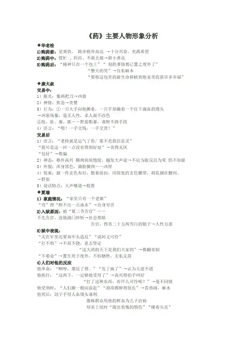《药》主要人物形象分析