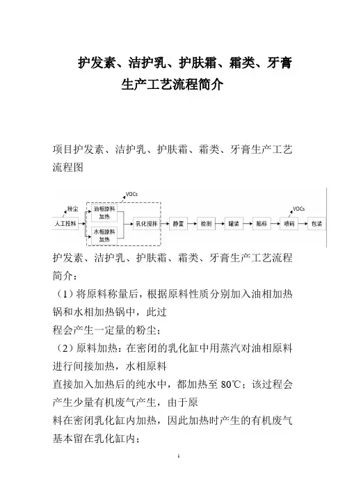 护发素、洁护乳、护肤霜、霜类、牙膏生产工艺流程简介