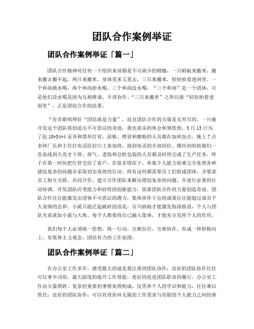 团队合作案例举证