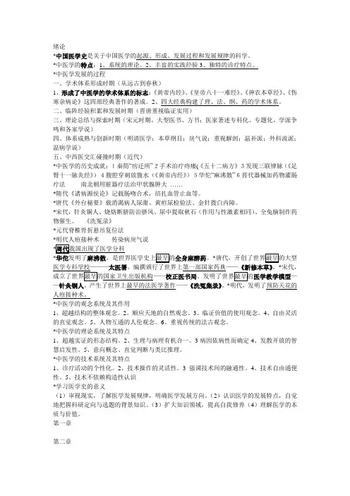 中国医学史应该记牢的知识