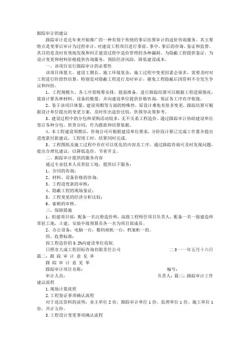 跟踪审计建议书