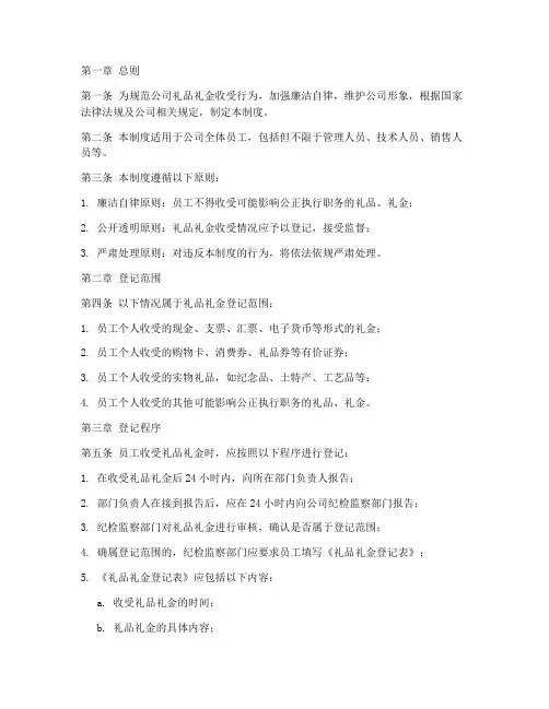 公司礼品礼金登记管理制度