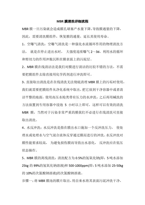 MBR膜清洗详细流程