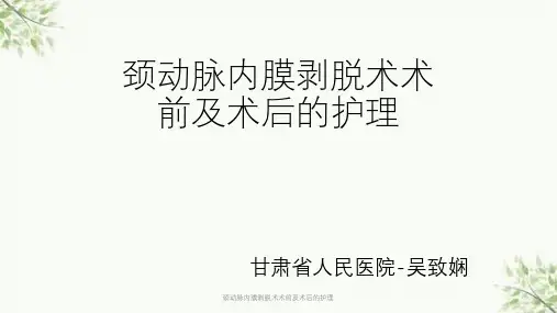 21_颈动脉内膜剥脱术术前及术后的护理ppt课件