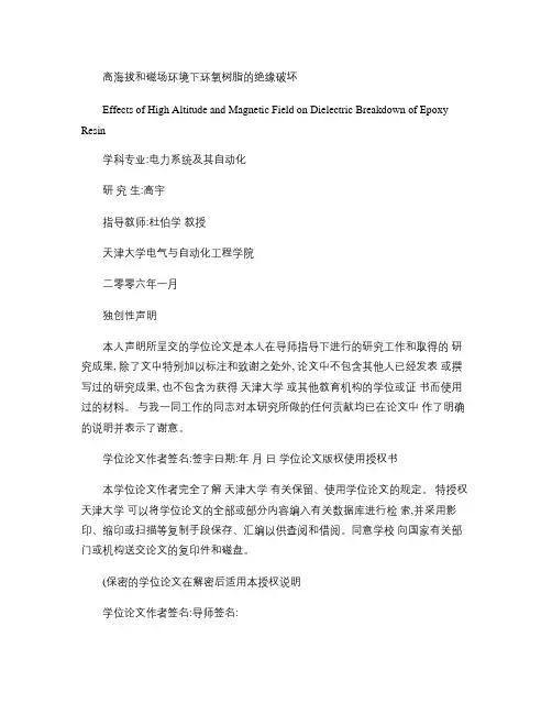 高海拔和磁场环境下环氧树脂的绝缘破坏.