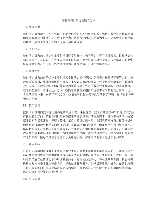技能培训机构运营模式方案