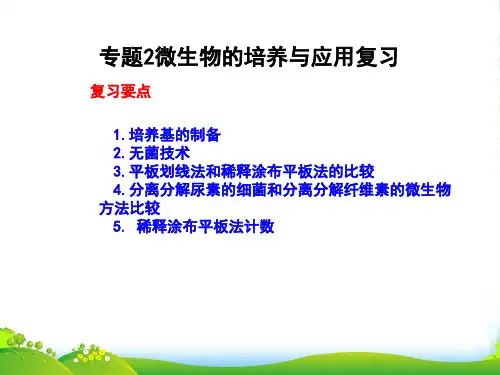 人教版高中生物 选修1专题2微生物的培养与应用复习 课件 (共13张PPT)