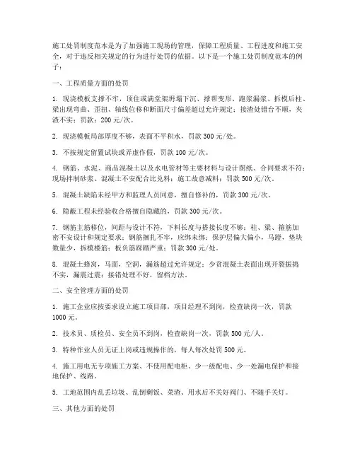 施工处罚制度范本