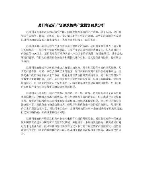 尼日利亚矿产资源及相关产业投资前景分析