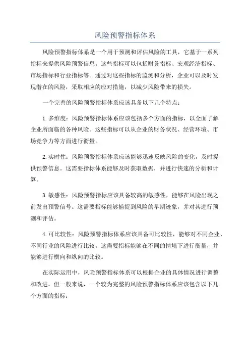 风险预警指标体系