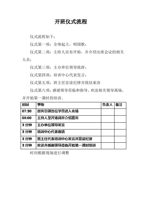 开班仪式流程