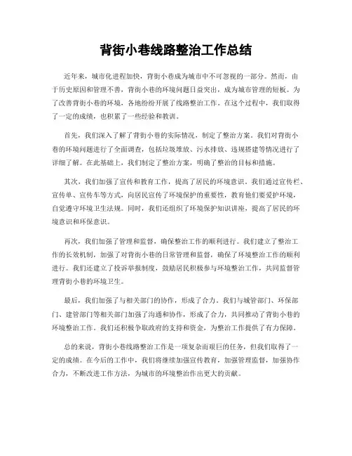 背街小巷线路整治工作总结