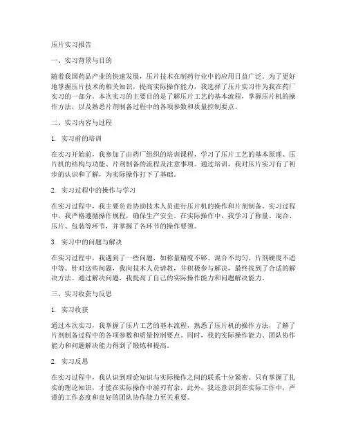 压片实习报告