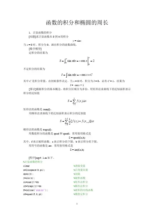MATLAB计算积分