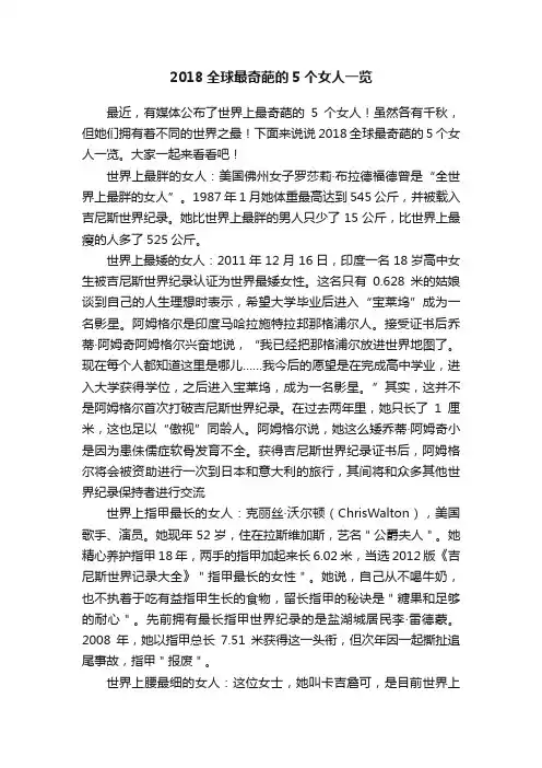 2018全球最奇葩的5个女人一览