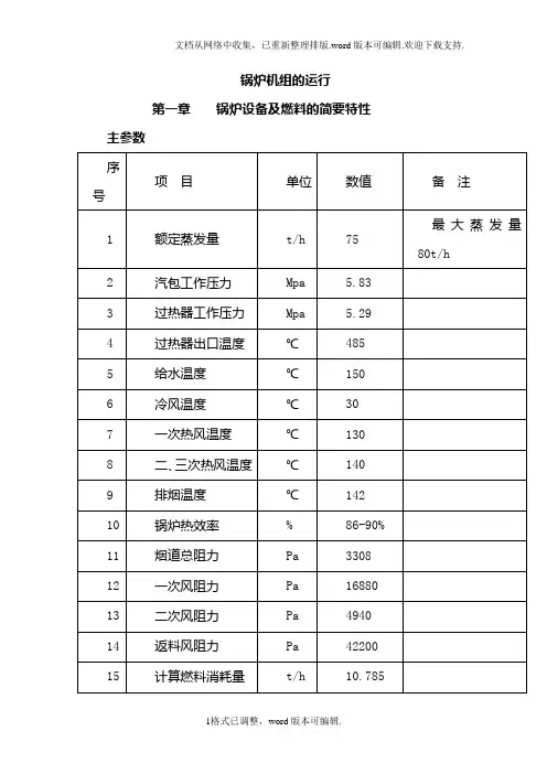 锅炉机组的运行规程锅炉操作规程