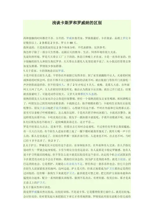 浅谈卡斯罗和罗威纳的区别