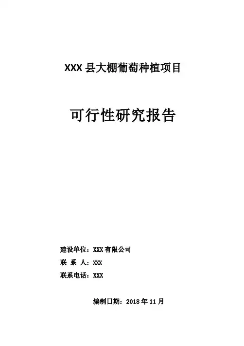 大棚葡萄种植项目可行性研究报告