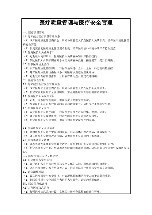 医疗质量管理与医疗安全管理