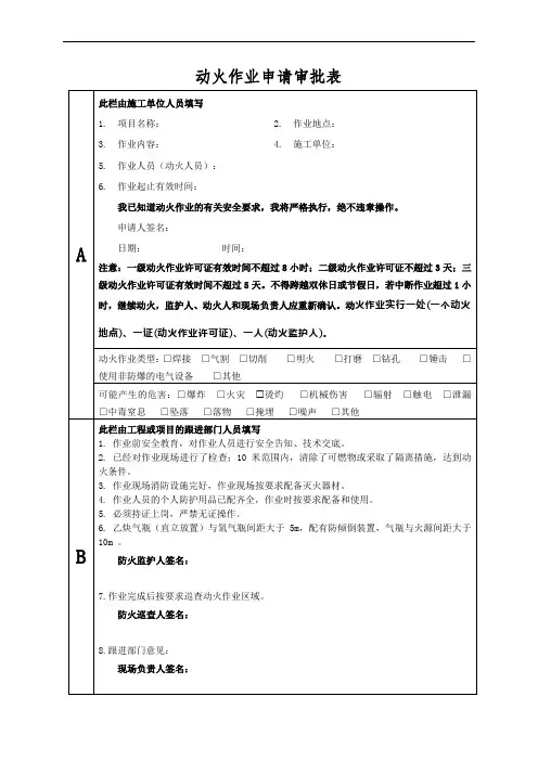 03动火作业申请审批表
