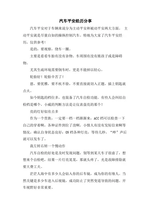 汽车安全经验分享