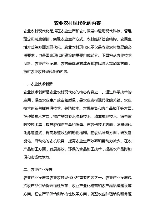 农业农村现代化的内容