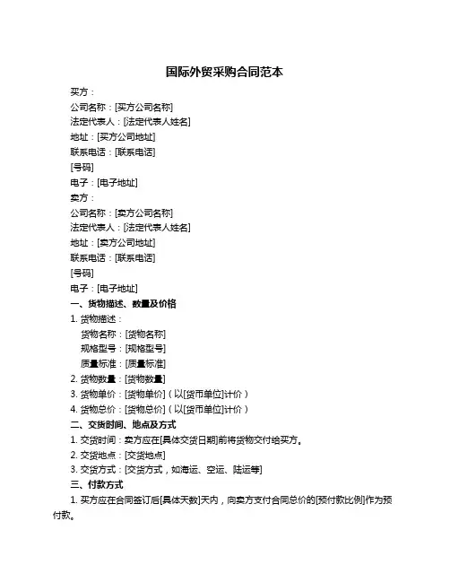国际外贸采购合同范本