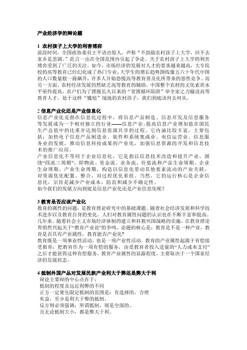 产业经济学的辩论题