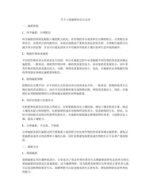 关于土地施肥知识点总结