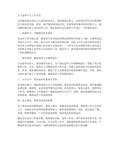 人大选举个人工作总结