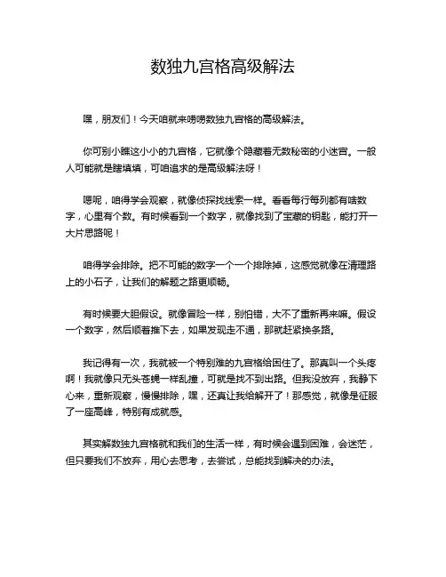 数独九宫格高级解法