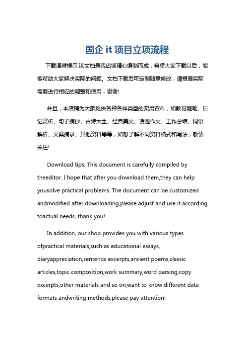 国企it项目立项流程