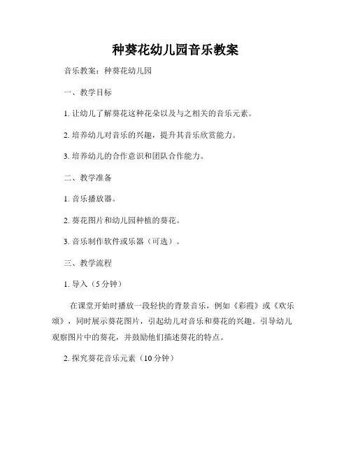 种葵花幼儿园音乐教案