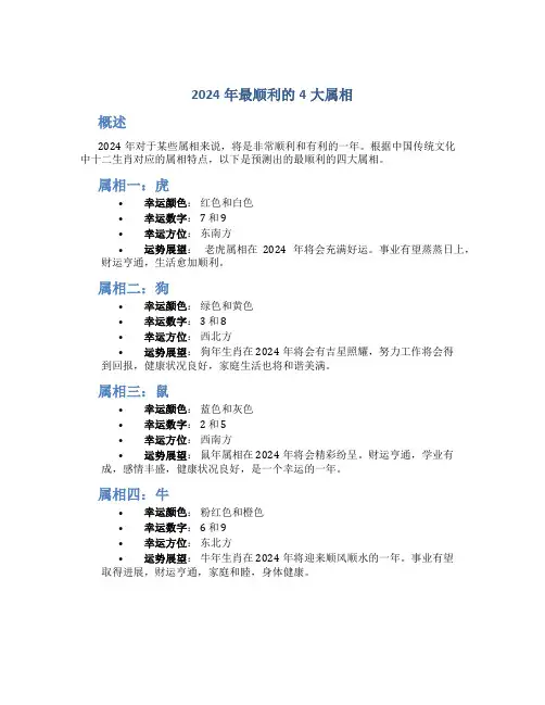 2024年最顺利的4大属相