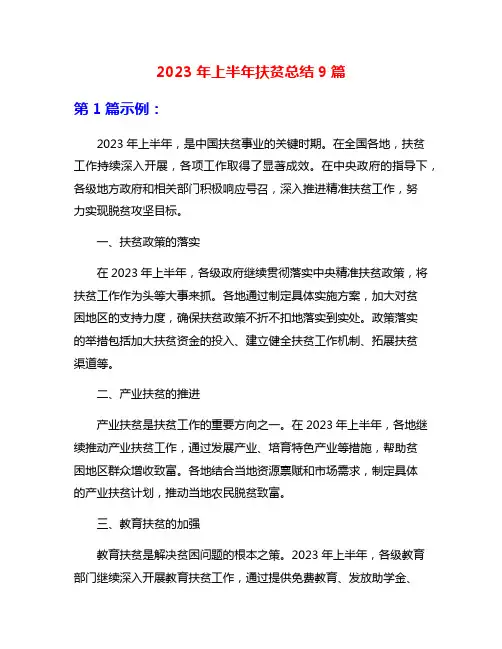 2023年上半年扶贫总结9篇