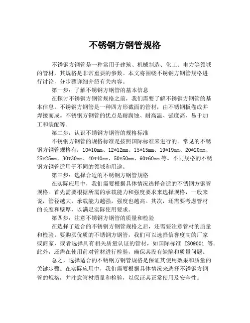 不锈钢方钢管规格