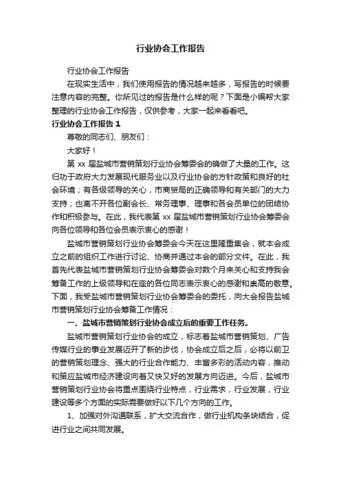 行业协会工作报告