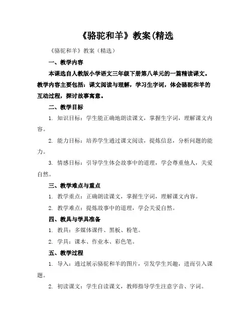 《骆驼和羊》教案(精选