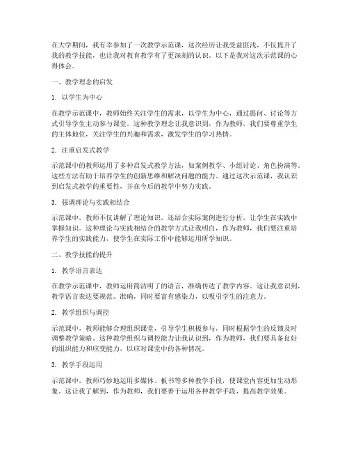 大学教学示范课心得体会